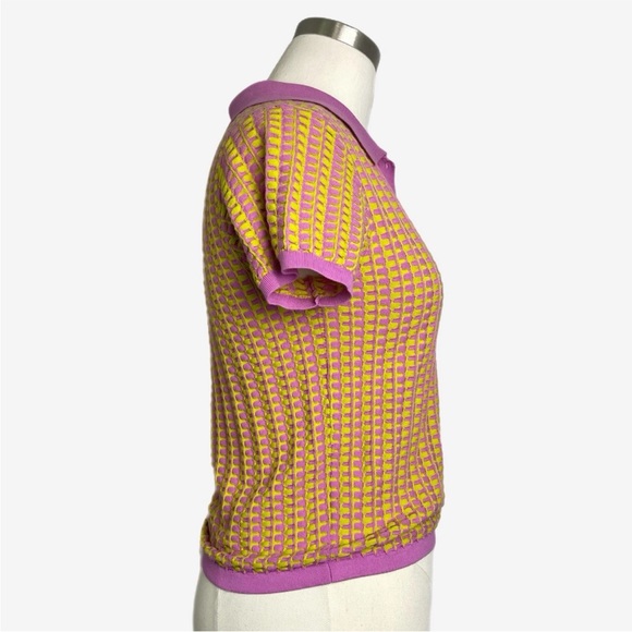 Guest in Residence Pink Shrunken Polo knit gingham bright aso Ginny & Georgia M - Picture 4 of 11